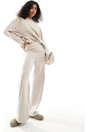 ASOS Joggers color de canalé ancho muy suave de (parte de un conjunto)-Blanco