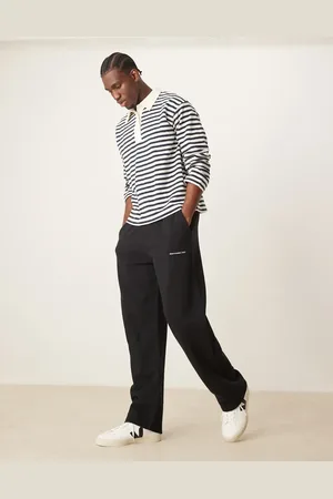Abercrombie & Fitch Joggers negros con bajos abiertos y logo flocado Timeless de (parte de un conjunto)
