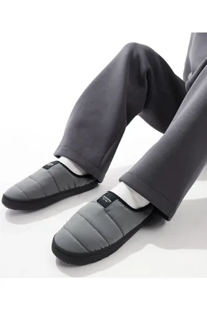 JACK & JONES Pantuflas gris claro acolchadas estilo mules de