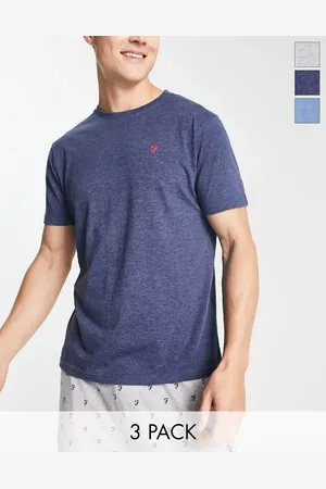Farah Pack de 3 camisetas de color azul marino, gris y azul de