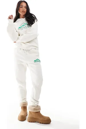 Threadbare Chándal color de sudadera con capucha extragrande y joggers de Ski-Blanco