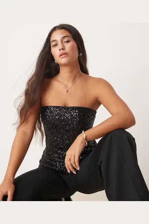 Abercrombie & Fitch Top de tubo largo sin tirantes de lentejuelas de