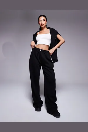 Kaiia Joggers negros y blancos de pernera ancha con banda lateral de (parte de un conjunto)