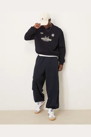 ASOS Joggers de corte globo holgado de canalé cepillado de