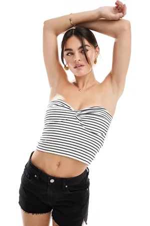 New Look Top de tubo a rayas con detalle retorcido de