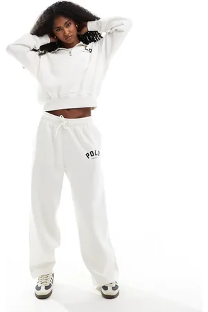 Ralph Lauren Joggers blanco hueso de pernera ancha de (parte de un conjunto)