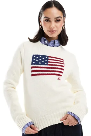 Ralph Lauren Jersey color con estampado de bandera de punto de -Blanco