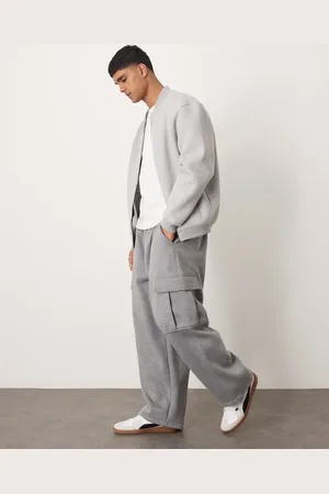 ASOS Joggers gris oscuro jaspeado muy holgados con bolsillos utilitarios de