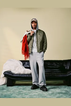 ASOS Joggers gris jaspeado de pernera ancha de tejido grueso de 400 g/m2 premium de