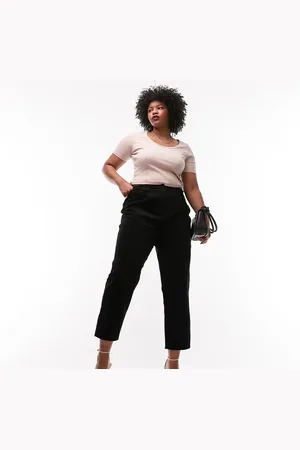 Topshop Pantalones negros con pinzas de pana de Curve