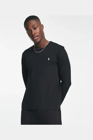 Ralph Lauren Top de estar por casa negro de manga larga de algodón suave de