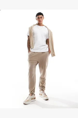 ASOS Joggers beis de corte tapered de canalé de -Negro