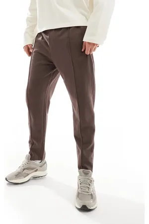 ASOS Joggers marrones de corte tapered con cierre de cremallera de -Marrón