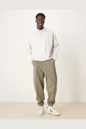 ASOS Joggers caquis extragrandes con pespuntes en contraste de -Marrón