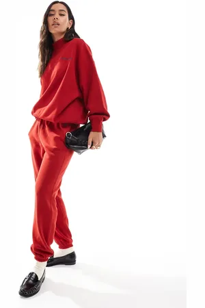 Ralph Lauren Joggers rojos con bajos ajustados y logo Icon de