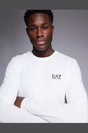 EA7 Camiseta blanca de manga larga con logo de Armani