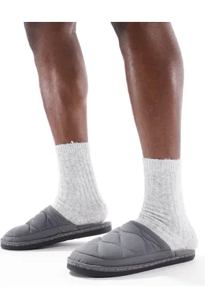 JACK & JONES Pantuflas grises acolchadas de