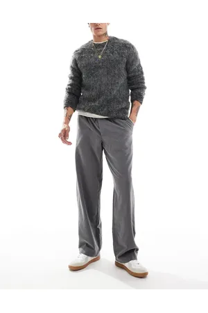JACK & JONES Pantalones de vestir grises de corte ancho con pinzas delanteras Bill de