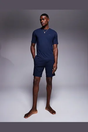 HUGO BOSS Conjunto de pantalones cortos y camiseta de corte estándar de mezcla de bambú de
