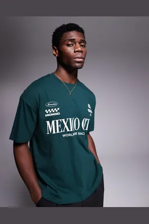 ASOS Camiseta verde extragrande con estampado de texto deportivo en el pecho de