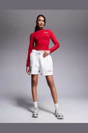 Kaiia Pantalones cortos de chándal grises con logo bordado y cordón ajustable en la cintura Studio de (parte de un conjunto)