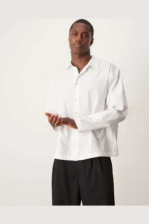 ASOS Camisa blanca de corte cuadrado extragrande con detalle de puños de