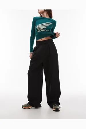 Topshop Pantalones de sastre negros de pernera ancha de (parte de un conjunto)