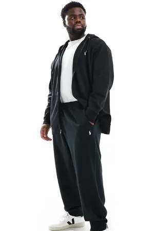Ralph Lauren Joggers negros con logo distintivo de punto doble de Big & Tall