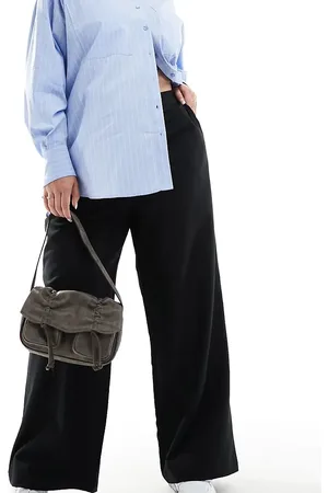 ASOS Pantalones de sastre negros de pernera recta holgada de ASOS DESIGN Curve