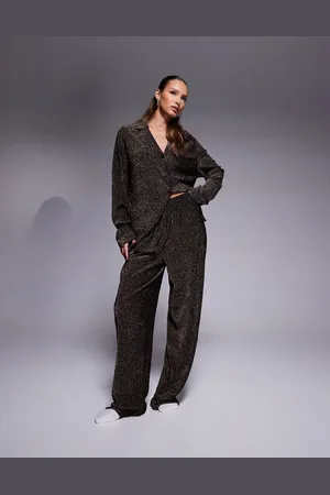 ASOS Conjunto de estar por casa color de camisa y pantalones con acabado efecto purpurina de -Plateado