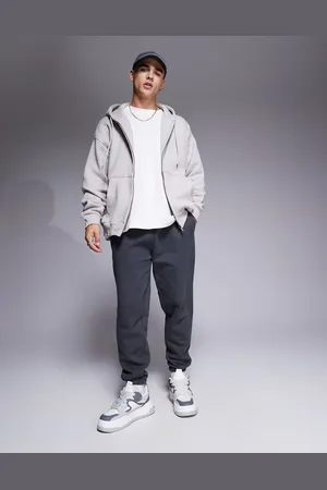 ASOS Joggers negro lavado de corte tapered de tejido grueso de 400 g/m2 premium de -Gris