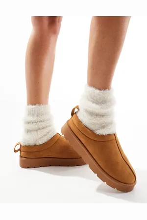 SEQWL Mules color tostado de antelina de -Beis neutro