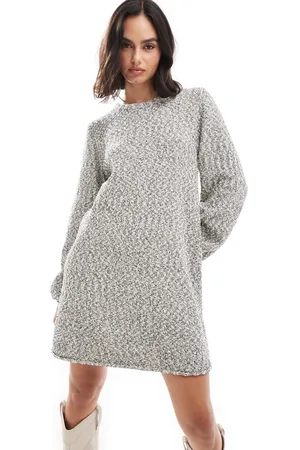 EDITED the label Vestido corto jaspeado de punto texturizado de -Gris