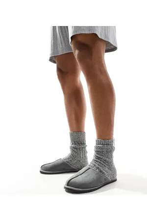 JACK & JONES Pantuflas grises sin cierres de antelina de