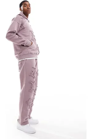 Liquor N Poker Joggers color baya de pernera recta con diseño integral de motivos de (parte de un conjunto)-Rojo