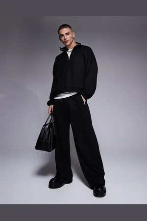 ASOS Joggers negros muy holgados con bolsillos con cremalleras de tejido efecto neopreno de (parte de un conjunto)