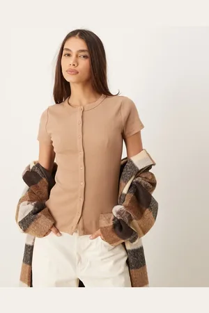 Abercrombie & Fitch Top abotonado de canalé de