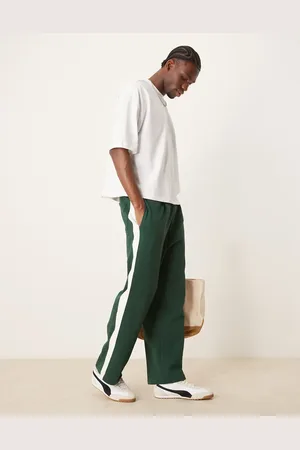 ASOS Joggers verdes de pernera recta con cinta en el lateral de