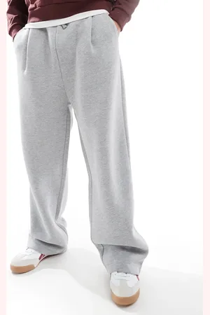 ASOS Joggers gris jaspeado de corte globo extragrande con pinzas de