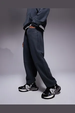 ASOS Joggers negro lavado extragrandes con pespuntes en contraste de -Gris