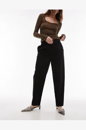 Topshop Pantalones negros con pinzas de pana de