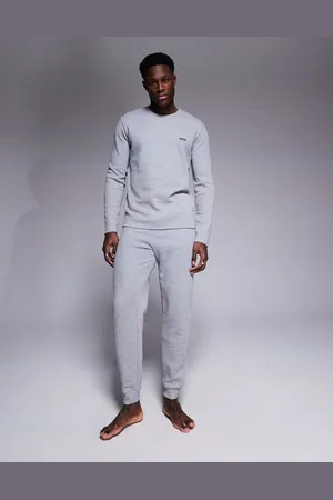 HUGO BOSS Joggers grises con bajos ajustados y logo de tejido gofrado de (parte de un conjunto)