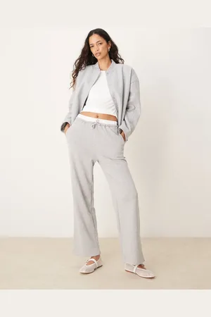 New Look Joggers gris jaspeado fruncido de talle bajo de