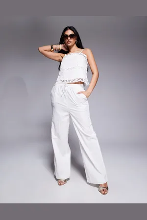 River Island Pantalones blancos con inserto de encaje de (parte de un conjunto)