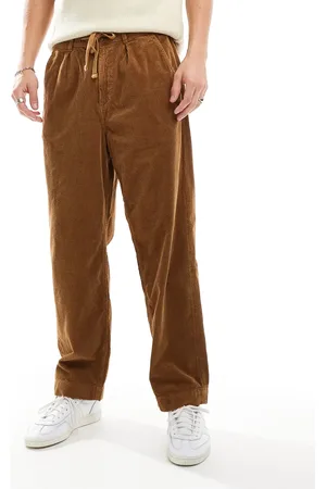 Ralph Lauren Pantalones tostados cómodos de pernera recta con pinzas de pana de -Marrón