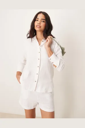 JDY Camisa blanca holgada de lino de (parte de un conjunto)