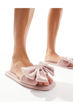 ASOS Pantuflas rosas estilo mules con detalle de lazos Zada de