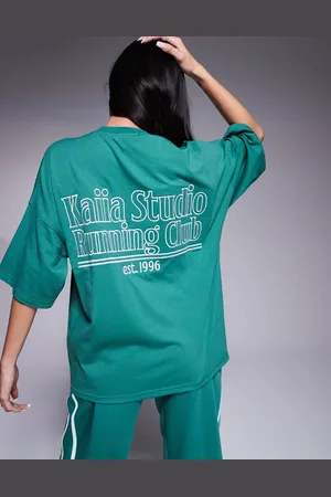 Kaiia Camiseta verde con logo bordado "Running Club" Studio de (parte de un conjunto)