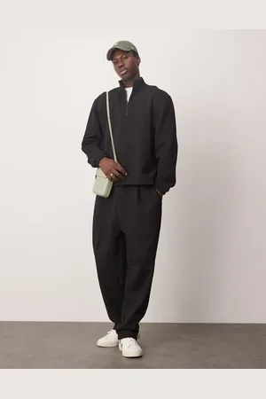 ASOS Joggers negros de pernera recta con pinzas de (parte de un conjunto)