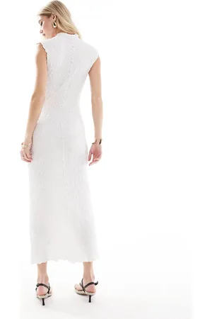 ASOS Vestido midi texturizado con costuras a la vista de